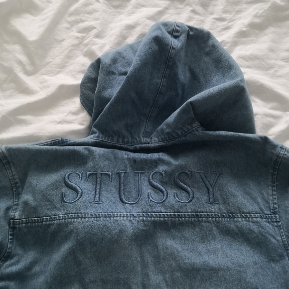Authentic Stussy Denim Hoodie Anorak Jacket - Picture 7 of 13